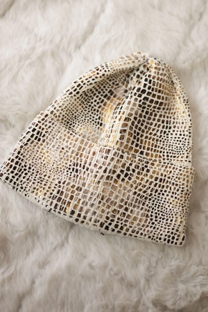 Czapka z moherem Panterka K233 beżowa