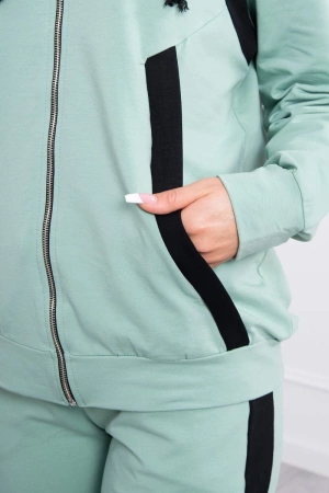 Komplet sportowy z lampasami ciemny miętowy
