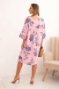 Sukienka damska bawełniana z kwiatowym wzorem i rękawem 3/4 jasno różowa