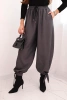 Spodnie damskie z szeroką nogawką i wiązaniem u dołu grafitowe