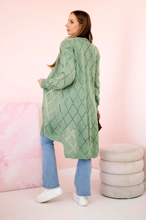 Sweter z geometrycznym wzorem ciemny miętowy