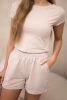 Komplet bawełniany z szortami beżowy