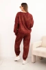 Komplet dresowy damski oversize z wiskozy i z efektem sprania bordowy
