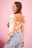 Bluzka damska hiszpanka w kwiaty, długi rękaw żółta