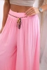 Spodnie damskie z wiskozy z szeroką nogawką cukierkowy róż