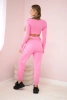 Komplet z bluzką top jasny różowy