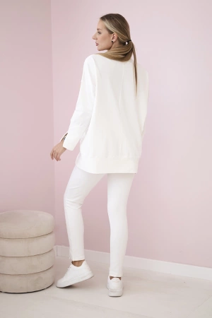 Komplet z bluzką oversize ecru