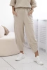 Komplet bawełniany bluzka + spodnie beżowy