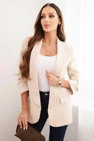 Marynarka damska bez zapięcia z podszewką S/M beżowa