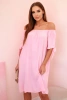 Sukienka damska z wiskozy z wiązaniem na rękawach cukierkowy róż