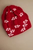 Czapka damska zimowa dzianinowa z wzorem śnieżynek K463 czerwona