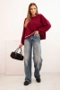 Bluza damska z ozdobnym wykończeniem na dole bordowa