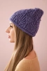 Czapka damska Liście K245 fioletowa