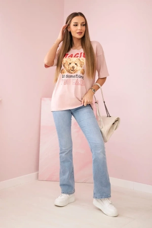 Bluzka z nadrukiem Magic ciemny pudrowy róż