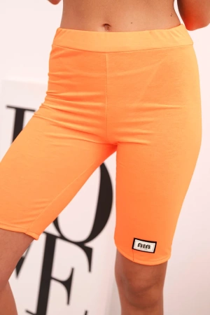 Komplet damski bawełniany z krótkim rękawem i szortami pomarańczowy