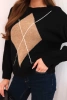 Sweter damski w geometryczny wzór z domieszką wełny i alpaki czarny