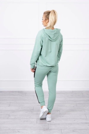 Komplet sportowy z lampasami ciemny miętowy