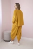 Komplet bawełniany bluza + spodnie musztardowy
