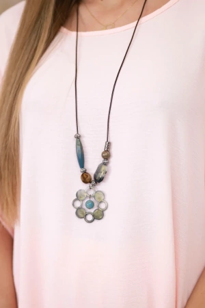 Komplet bluzka + spodnie z wisiorkiem jasny pudrowy róż