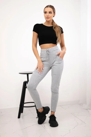 Spodnie dresowe wiązane w pasie szara