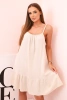 Sukienka damska muślinowa na ramiączkach z falbaną beżowa