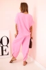 Komplet z wiskozy bluzka + spodnie jasny różowy