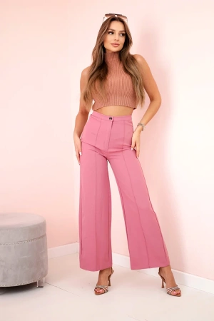 Spodnie z szeroką nogawką ciemno różowe