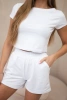 Komplet bawełniany z szortami biały