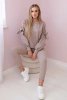 Komplet bluzy z kokardą na rękawach i legginsów ciemny beżowy