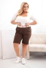 Spodenki damskie bawełniane Plus Size z paskiem brązowe