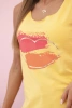 Damska bluzka bawełniana bez rękawów z kolorowym nadrukiem serca żółta