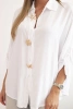 Koszula damska z wiskozą z ozdobnymi guzikami i kołnierzem biała