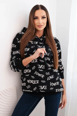 Bluza z napisami czarna