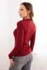 Bluzka damska z ozdobną klamrą marszczona z wiskozy bordowa