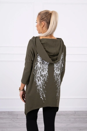 Bluza z nadrukiem skrzydeł khaki