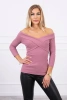 Bluzka z dekoltem V ciemno różowa