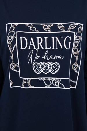 Tunika z nadrukiem Darling granatowa S/M - L/XL