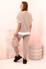 Komplet damski masełko z krótkim rękawem i spodniami ciemny beżowy