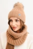 Komplet damski zimowy z pomponem i komin camelowy