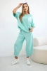Komplet bawełniany bluzka + spodnie miętowy
