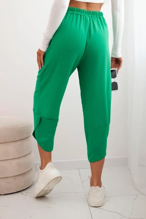 Spodnie z szeroką nogawką i kieszeniami zielone