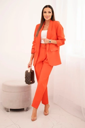 Komplet elegancki marynarki ze spodniami pomarańczowy