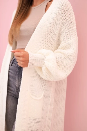 Sweter długi kardigan ecru