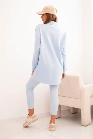 Komplet 3-częściowy bluza, top i legginsy niebieski