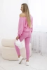 Komplet 3-częściowy bluza + top + legginsy jasno różowy