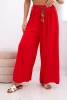 Spodnie damskie z wiskozy z szeroką nogawką czerwone