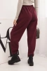 Spodnie damskie z wysokim stanem i wiązaniem w pasie bordowe
