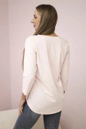 Bluzka z nadrukiem Collage pudrowy róż