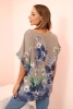 Bluzka damska bawełniana z kwiatowym nadrukiem i krótkim rękawem fango