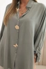 Koszula damska z wiskozą z ozdobnymi guzikami i kołnierzem khaki